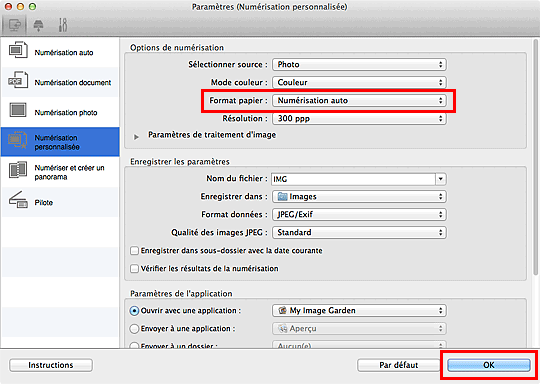 figure : boîte de dialogue Paramètres